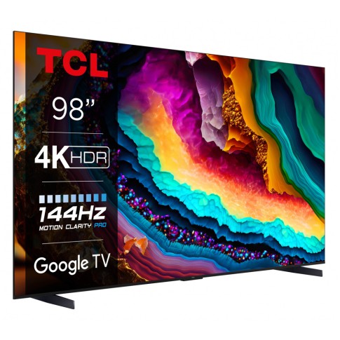 Liels 98″ TCL Smart TV ekrāns uz statīva | noma