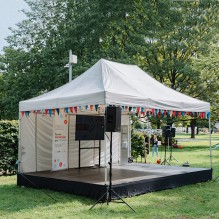 Skatuve ar nojumi <br /><span style=text-transform:none;><small> 4x6 m komplekts ar uzstādīšanu</small></span> Skatuve ar nojumi <br /><span style=text-transform:none;><small> 4x6 m komplekts ar uzstādīšanu</small></span>