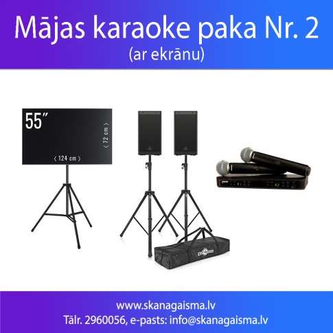 Mājas karaoke komplekts Nr.2 (divi mikrofoni, ar ekrānu) | noma