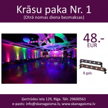 Krāsu paka Nr. 1 <br /><span style=text-transform:none;><small> fona LED apgaismojuma komplekts kāzām, ballītēm</small></span> Krāsu paka Nr. 1 <br /><span style=text-transform:none;><small> fona LED apgaismojuma komplekts kāzām, ballītēm</small></span>