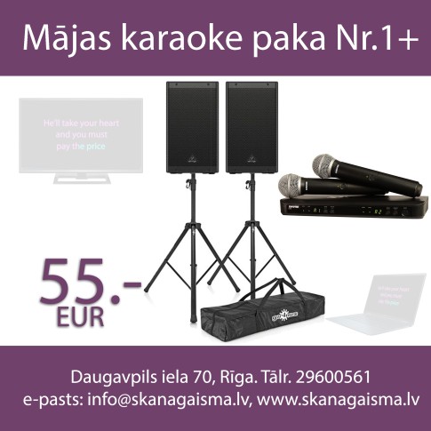 Mājas karaoke komplekts Nr.1 PLUSS (divi mikrofoni) | noma